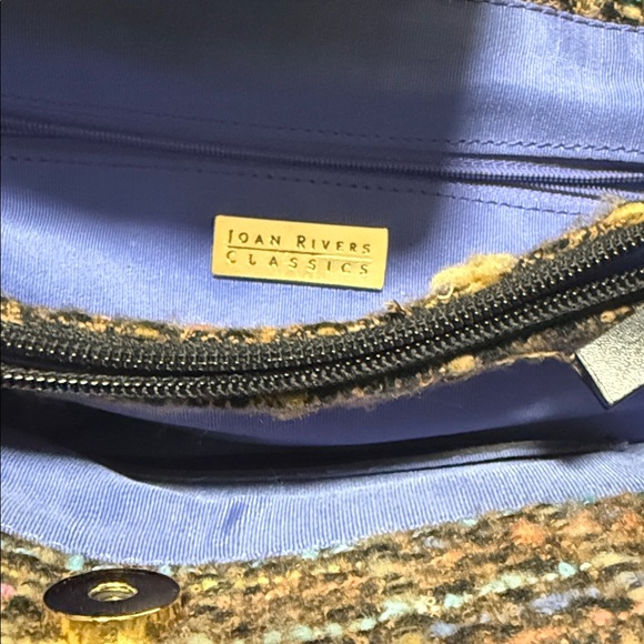 Multicolor Joan Rivers Tweed and Black Leather Tote Bag - Picture 5 of 5